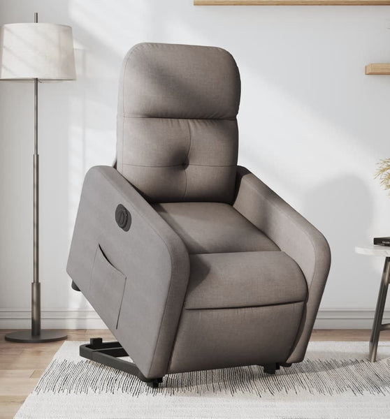 Relaxsessel mit Aufstehhilfe Elektrisch Taupe Stoff