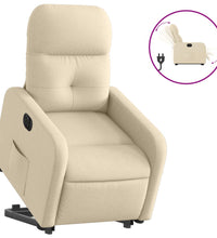 Relaxsessel mit Aufstehhilfe Elektrisch Creme Stoff