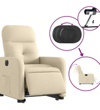 Relaxsessel mit Aufstehhilfe Elektrisch Creme Stoff