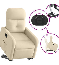 Relaxsessel mit Aufstehhilfe Elektrisch Creme Stoff