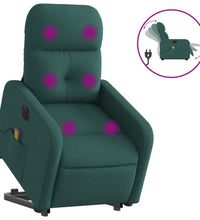 Elektrischer Massagesessel mit Aufstehhilfe Dunkelgrün Stoff