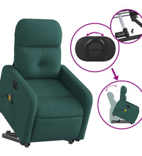 Elektrischer Massagesessel mit Aufstehhilfe Dunkelgrün Stoff
