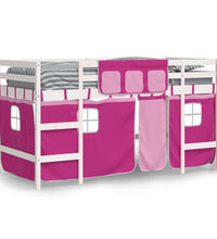Kinderhochbett mit Vorhängen Rosa 80x200 cm Massivholz Kiefer