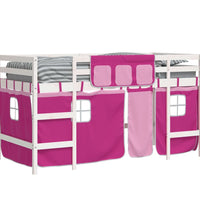 Kinderhochbett mit Vorhängen Rosa 90x200 cm Massivholz Kiefer