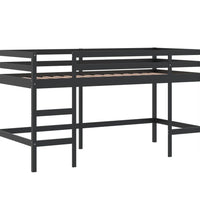 Kinderhochbett mit Vorhängen Blau 90x200 cm Massivholz Kiefer