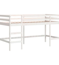 Kinderhochbett mit Vorhängen Weiß Schwarz 90x190 cm Kiefernholz