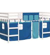 Kinderhochbett mit Vorhängen Blau 90x190 cm Massivholz Kiefer