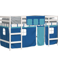 Kinderhochbett mit Vorhängen Blau 90x190 cm Massivholz Kiefer