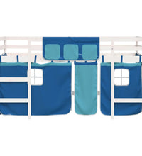 Kinderhochbett mit Vorhängen Blau 90x190 cm Massivholz Kiefer