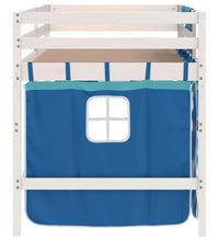 Kinderhochbett mit Vorhängen Blau 90x190 cm Massivholz Kiefer