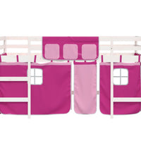 Kinderhochbett mit Vorhängen Rosa 90x190 cm Massivholz Kiefer