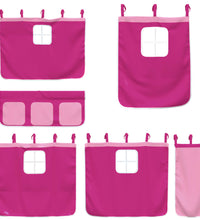 Kinderhochbett mit Vorhängen Rosa 90x190 cm Massivholz Kiefer