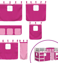 Kinderhochbett mit Vorhängen Rosa 90x190 cm Massivholz Kiefer