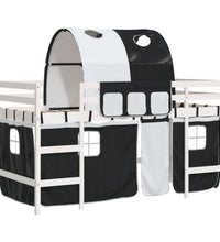 Kinderhochbett mit Tunnel Weiß & Schwarz 80x200 cm Kiefernholz