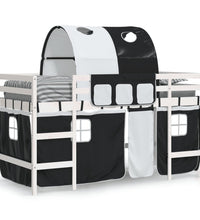 Kinderhochbett mit Tunnel Weiß & Schwarz 80x200 cm Kiefernholz