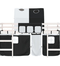 Kinderhochbett mit Tunnel Weiß & Schwarz 80x200 cm Kiefernholz