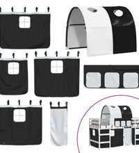 Kinderhochbett mit Tunnel Weiß & Schwarz 80x200 cm Kiefernholz