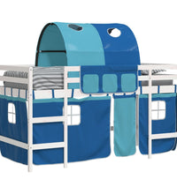 Kinderhochbett mit Tunnel Blau 80x200 cm Massivholz Kiefer