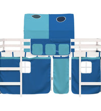 Kinderhochbett mit Tunnel Blau 80x200 cm Massivholz Kiefer