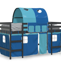 Kinderhochbett mit Tunnel Blau 80x200 cm Massivholz Kiefer