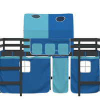 Kinderhochbett mit Tunnel Blau 80x200 cm Massivholz Kiefer