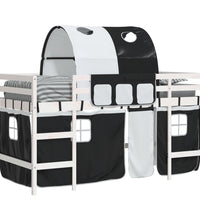 Kinderhochbett mit Tunnel Weiß & Schwarz 90x200 cm Kiefernholz