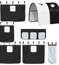 Kinderhochbett mit Tunnel Weiß & Schwarz 90x200 cm Kiefernholz