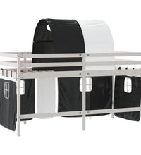 Kinderhochbett mit Tunnel Weiß & Schwarz 90x200 cm Kiefernholz