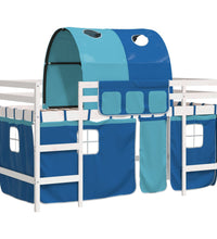 Kinderhochbett mit Tunnel Blau 90x200 cm Massivholz Kiefer