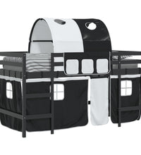 Kinderhochbett mit Tunnel Weiß & Schwarz 90x200 cm Kiefernholz
