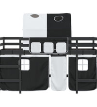 Kinderhochbett mit Tunnel Weiß & Schwarz 90x200 cm Kiefernholz