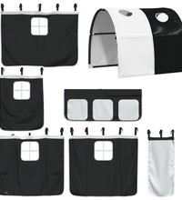 Kinderhochbett mit Tunnel Weiß & Schwarz 90x200 cm Kiefernholz