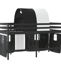 Kinderhochbett mit Tunnel Weiß & Schwarz 90x200 cm Kiefernholz