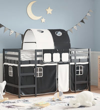 Kinderhochbett mit Tunnel Weiß & Schwarz 90x200 cm Kiefernholz