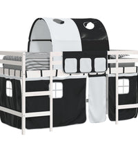 Kinderhochbett mit Tunnel Weiß & Schwarz 90x190 cm Kiefernholz