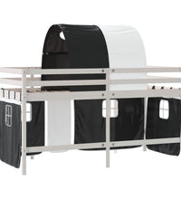 Kinderhochbett mit Tunnel Weiß & Schwarz 90x190 cm Kiefernholz