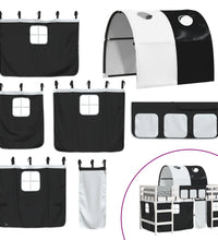 Kinderhochbett mit Tunnel Weiß & Schwarz 90x190 cm Kiefernholz