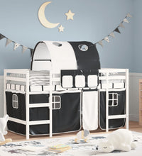 Kinderhochbett mit Tunnel Weiß & Schwarz 90x190 cm Kiefernholz