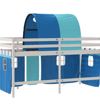 Kinderhochbett mit Tunnel Blau 90x190 cm Massivholz Kiefer