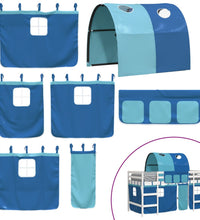 Kinderhochbett mit Tunnel Blau 90x190 cm Massivholz Kiefer