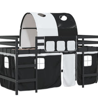 Kinderhochbett mit Tunnel Weiß & Schwarz 90x190 cm Kiefernholz