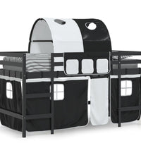 Kinderhochbett mit Tunnel Weiß & Schwarz 90x190 cm Kiefernholz