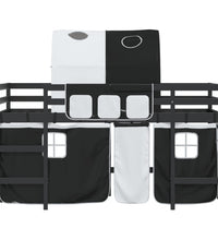Kinderhochbett mit Tunnel Weiß & Schwarz 90x190 cm Kiefernholz