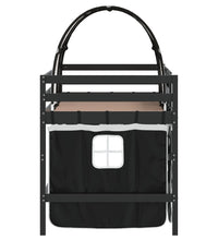 Kinderhochbett mit Tunnel Weiß & Schwarz 90x190 cm Kiefernholz