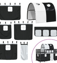 Kinderhochbett mit Tunnel Weiß & Schwarz 90x190 cm Kiefernholz