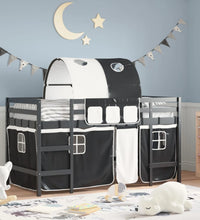 Kinderhochbett mit Tunnel Weiß & Schwarz 90x190 cm Kiefernholz