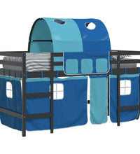 Kinderhochbett mit Tunnel Blau 90x190 cm Massivholz Kiefer