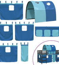 Kinderhochbett mit Tunnel Blau 90x190 cm Massivholz Kiefer