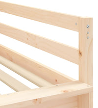 Kinderhochbett mit Vorhängen Weiß und Schwarz Massivholz Kiefer