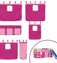 Kinderhochbett mit Vorhängen Rosa 80x200 cm Massivholz Kiefer